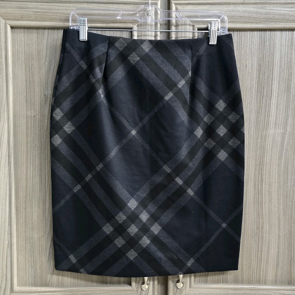 NYCC Womens Plaid Pullon Stretch Skirt Small Black,Gray, Hint Brown